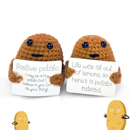 xiaowanwan 2 Stück Positive Potato,Gestrickte Positive Kartoffel,Positive Potato Pocket Hug für Dekoration Oder Geschenk für Angehörige und Freunde (Stil 1)
