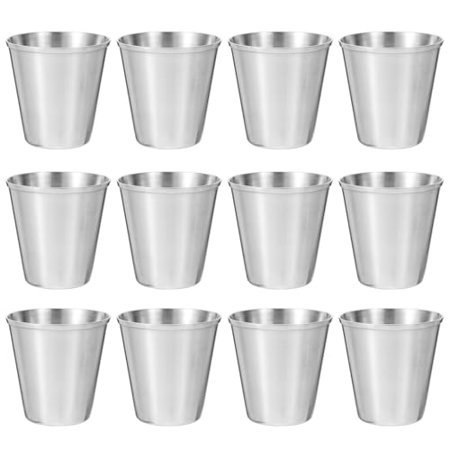 Cabilock 12st Likörbecher Aus Edelstahl Weinbecher Edelstahl Tragbare Spirituosenbecher Tee Milchbecher Agerbombenbecher Edelstahlförmchen Schuss Trinkgefäß Stock Wasserbehälter Kind Kaffee