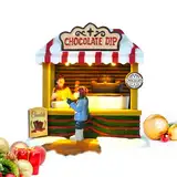 Avilia Animierter Schokoladenladen mit LED-Lichtern – ideal für die Dekoration Ihres Hauses während der Weihnachtszeit – handbemalt und aus langlebigen Materialien hergestellt – 14 x 14,5 x 10 cm