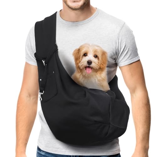 Partideal Hundetragetasche,Tragetasche Hund bis 7.5 kg,Hunde Tragetasche für Hunde und andere Haustiere Spaziergänge Aktivitäten(Schwarz)