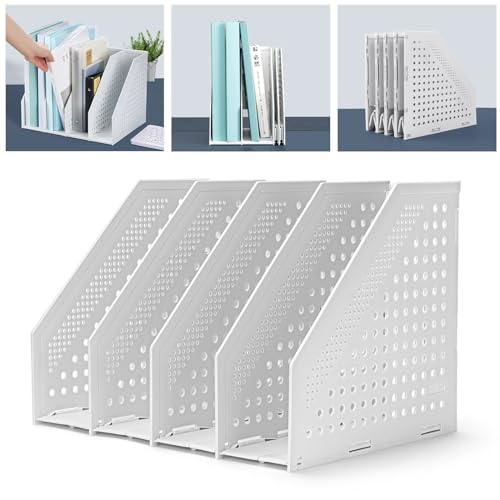 MumdoYAL Stehsammler Faltbarer Zeitschriftensammler aus robustem ECO-PP-Kunststoff für Büro und Zuhause - Platzsparender Stehordner mit 4 Fächern in elegantem Design