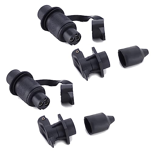 2 Stück 3 Poliger Steckdose 12V Anhänger Stecker 3-Polig Verbinder Abschleppen 3 Wege Männlich und Weiblich LKW Teile Für Elektrische Wohnwagen und anderes Nutzfahrzeug
