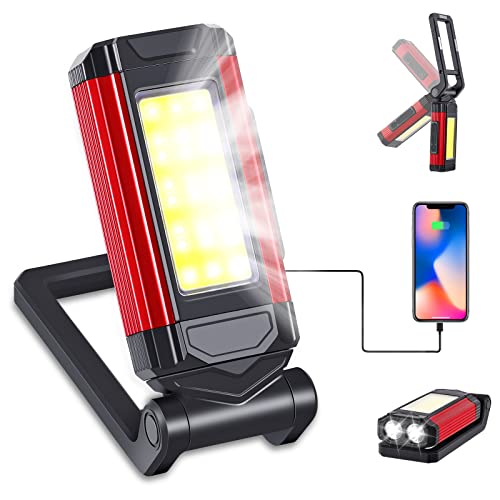 Arbeitsleuchte LED Werkstattlampe 7 Modi 2*XPE+COB LED IP67 Wasserdicht Taschenlampe 360° Drehbare COB Magnetisch Arbeitslampe für Auto KFZ Camping Werkstatt Notfall