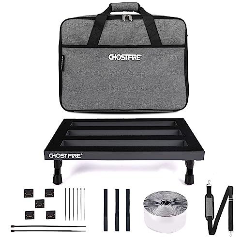 Ghost Fire SPL-03 Gitarren-Pedalboard, Aluminiumlegierung, 600 g, superleicht, 42 x 30 cm, mit Tragetasche, Gitarren-Pedal-Kabel, 1 Stück