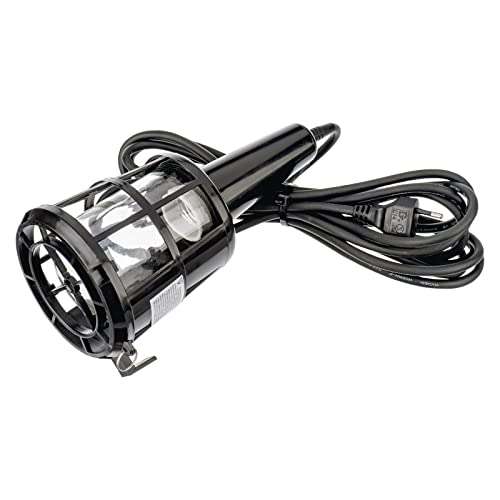 EMOS Montagelampe für Werkstatt, Garage, Baustelle, Indoor Werkstattleuchte für beliebige Glühlampe bis 60 W, netzbetrieben, 5m Kabel, E27 Fassung, Schwarz