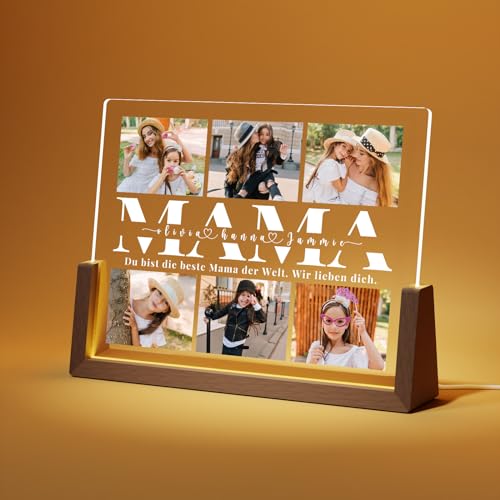 Giftove Muttertagsgeschenke für Mama - Muttertagsgeschenk Personalisiert mit Bild von Baby ＆ Kind - Mama Geschenk für Muttertag, Geburtstag - Led Bilderrahmen die Besten Geschenke für Mütter