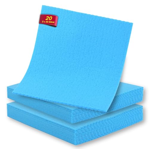 Hypafol Schwammtücher, 2X10 Stück, blau I Spüllappen waschbar zur streifenfreien Reinigung I Als Putzlappen & Spültücher für Küche, Gastronomie & Hotellerie I Vielseitige & langlebige Wischlappen