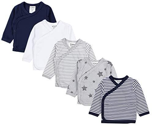 TupTam Baby Jungen Langarm Wickelshirt Baumwolle 5er Set, Farbe: Mehrfarbig 8, Größe: 62