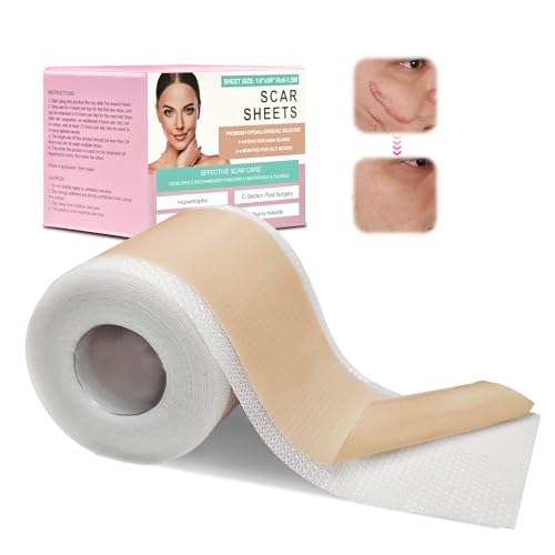 QaZanteiar Silikon-Narbenblätter, (1,6" x 59" Rolle - 1,5 M), Silicone Scar Sheets, Silikonpflaster für Narben Ultradünn Flexibel für Alle Hauttypen, Sicher und Wirksam Bei Narben und Keloiden