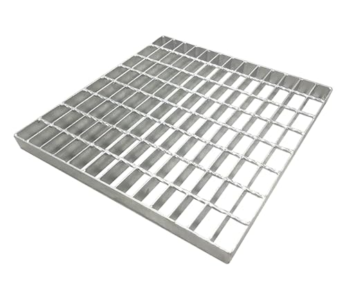 Natotela Gitterrost 400x400x30mm Abflussrost B125 Verzinkt MW：25/45mm Rost für Zarge Einlaufrost für Auffangbecken Quadratisch Bau-Normrost für Lichtschacht Rostfrei für Dowmspout Garten Balkon Garage