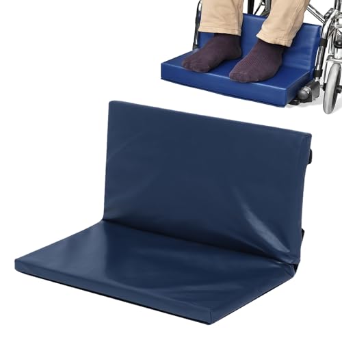NCONCO Rollstuhl-Pedal-Pad für behinderte Rollstuhl-Fußauflage, leicht zu pflegen, Beinpolster, Zubehör aus Leder und Baumwolle, Blau, modern, ergonomisch, rutschfest