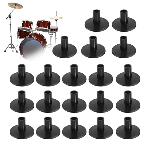 MUYAPAY 20 Stück Beckenhüllen, Kunststoff Beckenhülsen Cymbal, Tragbar Beckenhülsen mit Stab, Dauerhaft Beckenständer Hülsen, für Beckenständer, Trommelbecken, Schlagzeugset（Schwarz）
