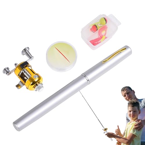 Stift Angelrute – Pocket Fishing Pole, Pen-Style Rod | Retractable Travel Fishing Rod, Compact Telescoping Reel Set, Lightweight Kit for Beginners, Hikers, Campers on The