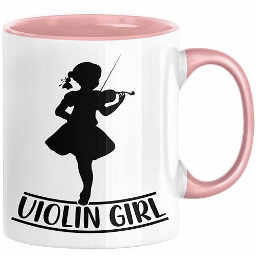 Trendation - Geigenspieler Geschenk Tasse Geigenspielerin Kaffee-Becher Geigen Spruch Violin Girl (Rosa)