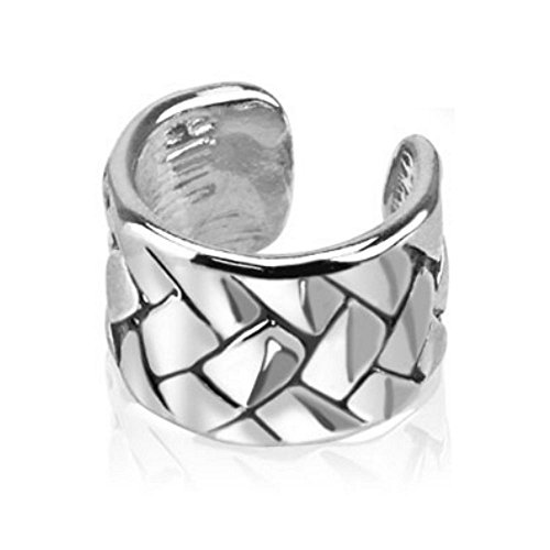 Bungsa silberner Ear Cuff Ohrstecker Webmuster für Damen (Conch Fake Clip-Piercing Rhodium Ohrstecker Ohrringe Ohrschmuck Ohrklemmen Damen Frauen Herren Mode)
