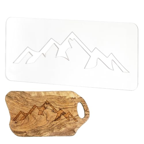 BENECREAT Mountain Clear Acrylic Router Inlay Template, 30x12.7cm Holzbearbeitung Router Template mit Schutzfolie für Erstellung von einzigartigen Inlays in Schildern, Charcuterie Boards, 4.5mm dick