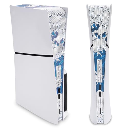 playvital 12-in-1 Staubschutnetz für ps5 Slim Konsole Disc & Digital Edition, Anti-Staub Abdeckung Cover&Silikonstöpsel für ps5 Slim, Staubfilter Zubehör für ps5 Slim-The Great Wave Off Kanagawa