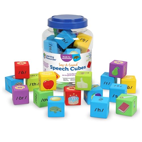 Learning Resources Say-a-Sound™ Sprachwürfel, Lernaktivitäten im Vorschulalter, ABC-Lernkarten, Sprachtherapie-Spielzeug, Geschenke für Kinder, ab 3 Jahren, 16 Stück