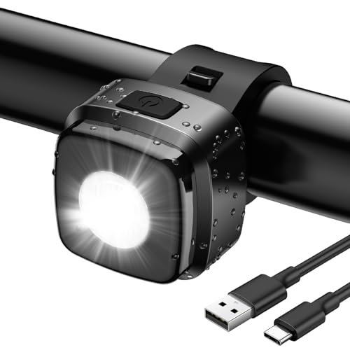 Akdomart LED Fahrradlicht Vorne, Fahrradlicht USB Aufladbar mit 600mAh Akku, Fahrradbeleuchtung StVzo zugelassen, Fahrradlampe Vorne IPX5 Wasserdicht Fahrradlicht Kinderfahrrad