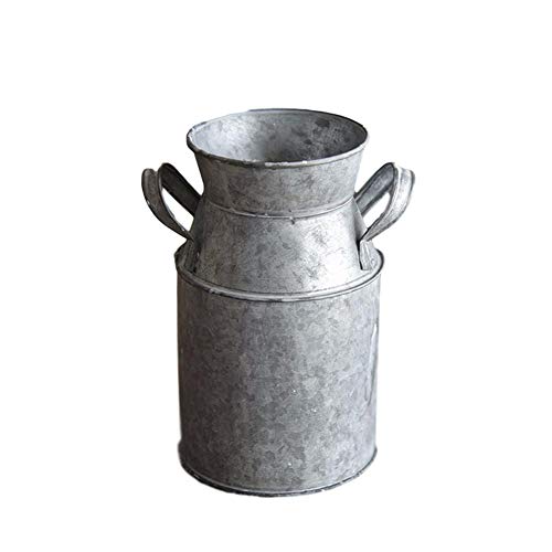 Shabby French Style Milk Can Landhaus Rustikale Vase, Landhaus Stil Blumenvase Eisen Metall Pflanzer Topf Pflanzenhalter Dekorative Pflanzentopf Mit Henkel Für Hochzeit, Wohnaccessoire, Garten Deko