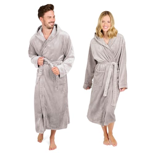 Blumtal Bademantel Damen & Herren in M - OEKO-TEX zert. Morgenmantel Damen - Bademantel Herren extra saugstark - Bademäntel für Herren - Bademantel extra weich Herren - Bademantel extra weich Grau