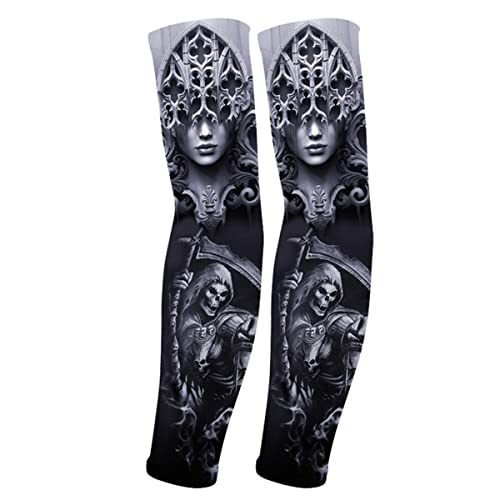 RU-X Tattoo Arm Sleeve Gaming Herren,Armstulpen Damen Lang Weib Dünn，Armstulpen Sommer Winter für Handball,Basketball,Sport Zubeh，XL