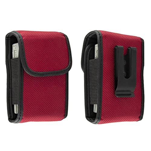 caseroxx Funkmeldertasche – passend für EuroBos, Swissphone, TPL, Polarion, Oelmann, Motorola, u.v.m. - Tasche mit Gürtelclip & Klettverschluss, rot