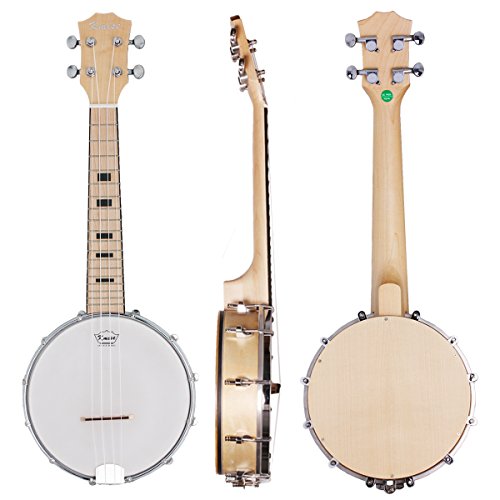 Kmise Banjo-Ukulele mit 4 Saiten für Konzerte, 58,4 cm, aus Sapeli-Holz Concert 23 inch MI1904