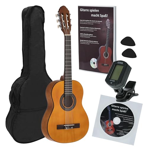Juan Miguel Navarrez Konzertgitarre 1/2 Starter Set honey (Tasche, Tuner, Plektren, Buch mit CD)