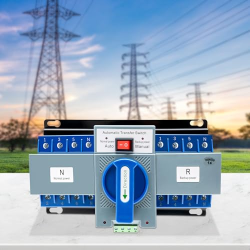 Dual Power Automatischer Transferschalter, 63A 4P Notstrom Umschalter, 220v Manual Transfer Switch Lastumschalter Doppeltransferschalter Leistungsschalt für Häuser öffentliche Plätze