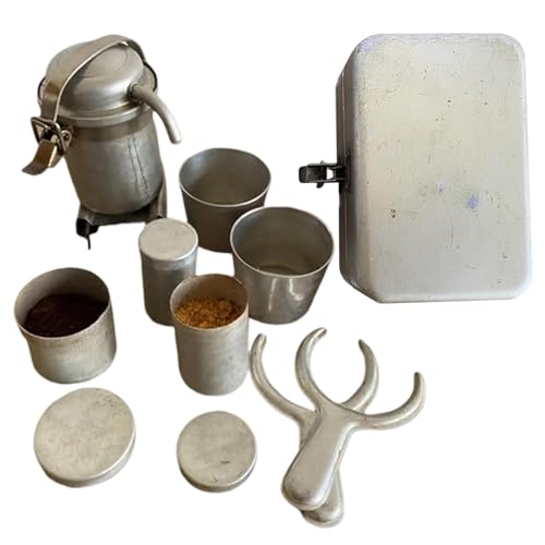 Wrohto Pour Over Coffee Kit, Vintage Style Portable Brewer Set, Compact Collectible for Outdoor Adventures, Ideal for Camping Trips, Travel Mornings, Home Kitchen Use, 14.0x9.0x6.0 cm