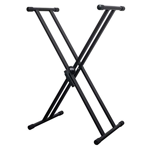 CASCHA Double X-Frame Keyboard Ständer höhenverstellbar aus Metall I Keyboard Stand Gestell für Keyboard klappbar I E-Piano Gestell schwarz für Kinder & Erwachsene I Synthesizer Keyboard Zubehör
