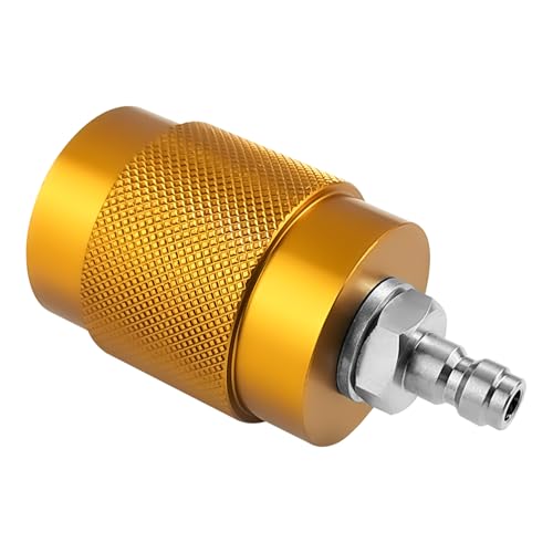 PCP-Pressluftatmer-Füllventilstation, G5/8-Innengewinde, Hochwertiges Metallmaterial, Stabile Befüllung, Pressluftflasche 300 Bar, Passend für Unseren 8-mm-Schnellanschlussstecker (Gold)