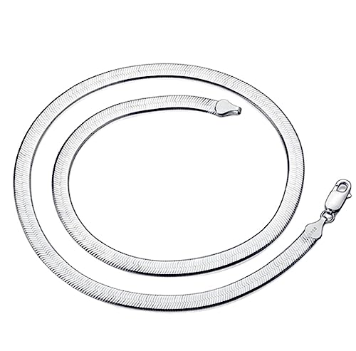 925 Silber Halskette 4 mm Schlangenkette Männer & Frauen Paar Sterling Silber Schmuck Klingenkette Praktisches Design und langlebig