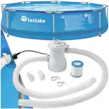 tectake® Swimming Pool, Komplettset Schwimmbecken, Aufstellpool groß, Gartenpool, Outdoor Frame Pool, Swimmingpool, Schwimmpool, Schwimmbad, Stahlrahmenbecken für Garten Ø 300 x 76 cm - blau