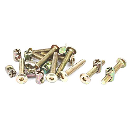 sourcing map 10 Set M8x80mm Verhexen Schlüsselantrieb Sockel Kappe Möbelbolzen mit M6 x 13mm Nuss Bronzeton für Kopfteile Betten Möbelanbietung
