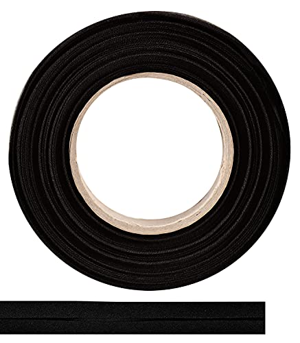 ME:NaMa Schrägband aus 100% Baumwolle - 10 m x 40 mm (gefalzt) - Hochwertiges Einfassband, Baumwollband, Schrägband - Ideal zum DIY-Nähen - In Belgien hergestellt, auf Einer Rolle (Schwarz)