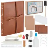 WEBEEDY DIY Leder Buchbindeset Für Anfänger Starter 61 Stück Buchbindeset Buchbindematerialien Für DIY Buchbinden Handwerk Personalisierte Journal Geschenke,10X15cm(A6)