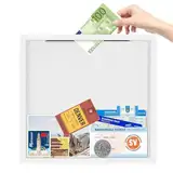 Reise Abenteuer Archivbox für Erinnerungen, 29*29cm Reise Konzert Ticket Schattenbox mit Schlitz, Reise Bilderrahmen, Gedächtnis Vitrine für Schreibtisch Wand Deco (Weiß)