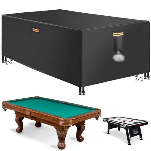 8ft Pooltisch Abdeckung, Billiard Tisch 420D Oxford Outdoor Snooker Billardtisch, staubdicht winddicht UV-Schutz, geeignet für Pooltisch，Gartenmöbelabdeckung