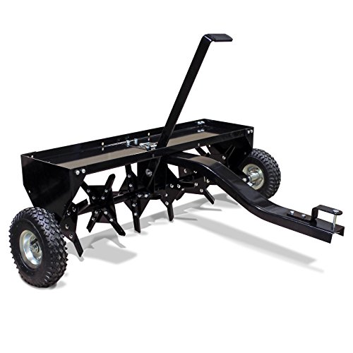 Wiltec Aerifizierer 90 cm für Aufsitzmäher, Rasenlüfter mit 7,6 cm Arbeitstiefe, Rasenbelüfter aus Stahl mit Kupplung für Rasentraktor
