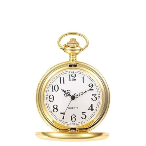 Cerioll Vintage Taschenuhr, Retro Quarz Taschenuhr, Retro Taschenuhr Herren Mit Kette, Antik Kettenuhr Mit Arabischen Ziffern, Vintage Herren Taschenuhr Mit Kette, Klassische Herren-Taschenuhr, Gold