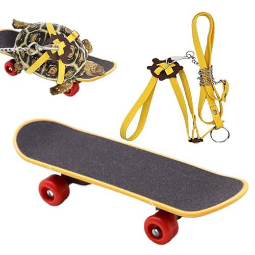 Schildkröte Seil und Skateboard -Set - Haustier -Schildkrötespielzeug, hölzerne Mini -Skateboard, einstellbares Seilgabeless | Kreative Schildkröte -Aktivität mit Rolling Board, Interactive Reptile To