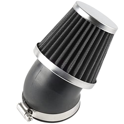 Evermotor Universal 45 Grad Biegung Doppelschicht Stahl Filter Luftfilter 34mm 35mm 36mm für Motorrad Scooter ATV Moped Schwarz