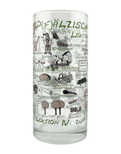 Pfälzisch für Anfänger Schoppenglas 0,5 L (Lektion III - IV) - Weinstange für Pfälzer Schorle