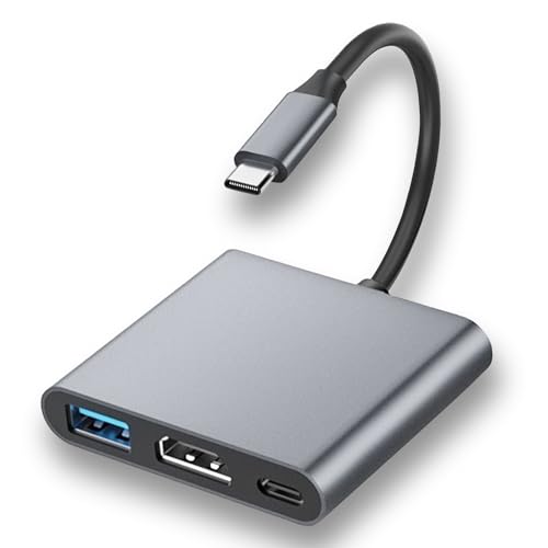 USB C zu HDMI Adapter, 3 in 1 USB C Adapter HDMI, USB C to HDMI Adapter, 4K HDMI+USB 3.0+PD Häfen, USB-C auf HDMI Adapter Kompatibel mit MacBook/Switch/iPad Pro/iPhone 15/Samsung Galaxy S8/S9/HDTV