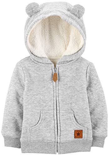 Simple Joys by Carter's Unisex Baby Hooded Sweater Jacket with Sherpa Lining Fleece-Jacke, Grau, 3-6 Monate