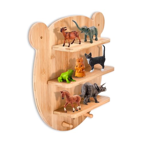 Liebspecht Regal fürs Kinderzimmer – Kinderregal aus Holz – Spielzeugregal für Tonies-Figuren – dekoratives und langlebiges Shelf mit praktischen Fächern – Holzfarben