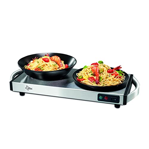 SUNTEC Warmhalteplatte elektrisch in robuster Edelstahl Bauweise – kabellos | ideal zum Warmhalten von Speisen | Teller Wärmer für Essen mit schneller Aufheizzeit | Buffet Speisenwärmer | WHP-8472