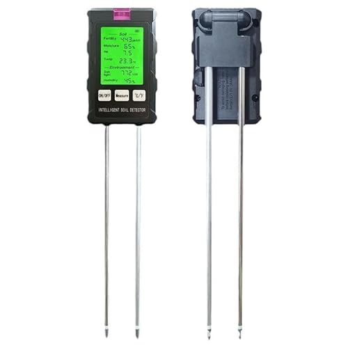 Gerbala 6 in 1 Bodentester, Bodentestgerät, Multifunktionaler Bodentester für Düngung, Temperatur, Licht, PH, Bodenfeuchtigkeit und Umgebungsfeuchtigkeit mit HD-Display für Pflanzen Gartenarbeit